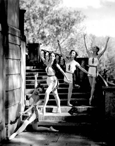 Vintage photo of four Indigenous ballerinas 