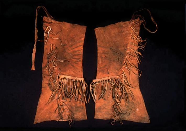 A pair of leather leggings