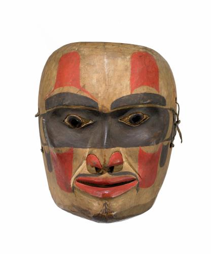 Red and black wooden mask