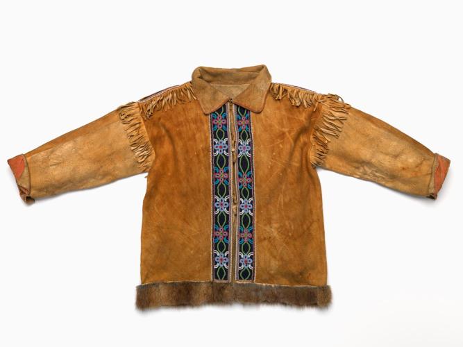 A mosehide coat with beads and embroidery