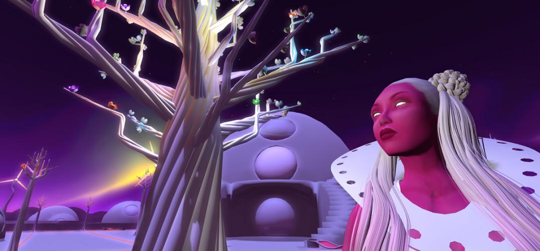 Sky Woman looks at the Celestrial Tree with concern.