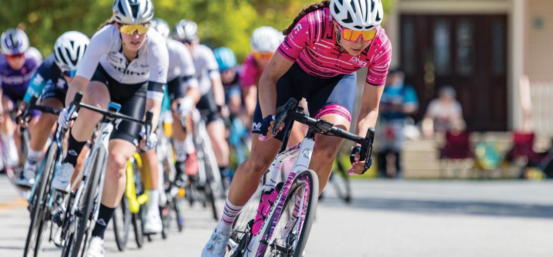 Two cyclists captured in the middle of a race