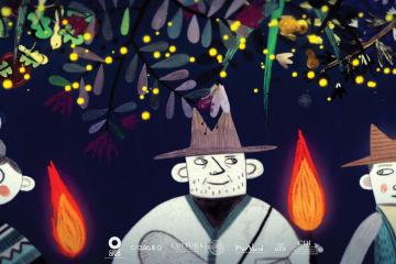 screenshot from the animated short film Fireflies
