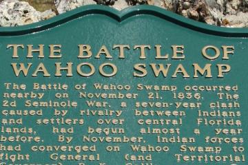 Plaque for the Battle of Wahoo Swamp