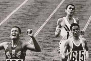 Billy Mills winning the 10,000-meter run at the 1964 Tokyo Olympics