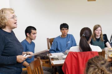 Dr. Jane Mt. Pleasant (left) and students at Cornell University.