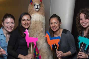 Guests posing with Ande the Llama