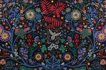 Christi Belcourt (Michif), “The Wisdom of the Universe,” 2014; acrylic on canvas, 67.5" x 111";