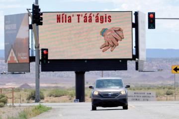 A billboard instructing people to wash their hands