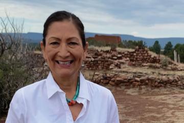 Portrait of Deb Haaland at Pecos National Historical Park