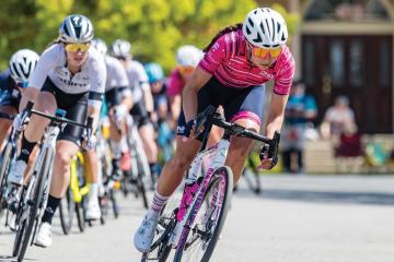 Two cyclists captured in the middle of a race